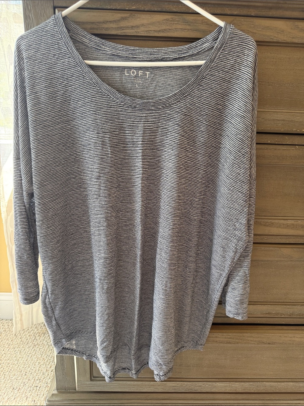LOFT Women's Navy Striped Long Sleeve Tee